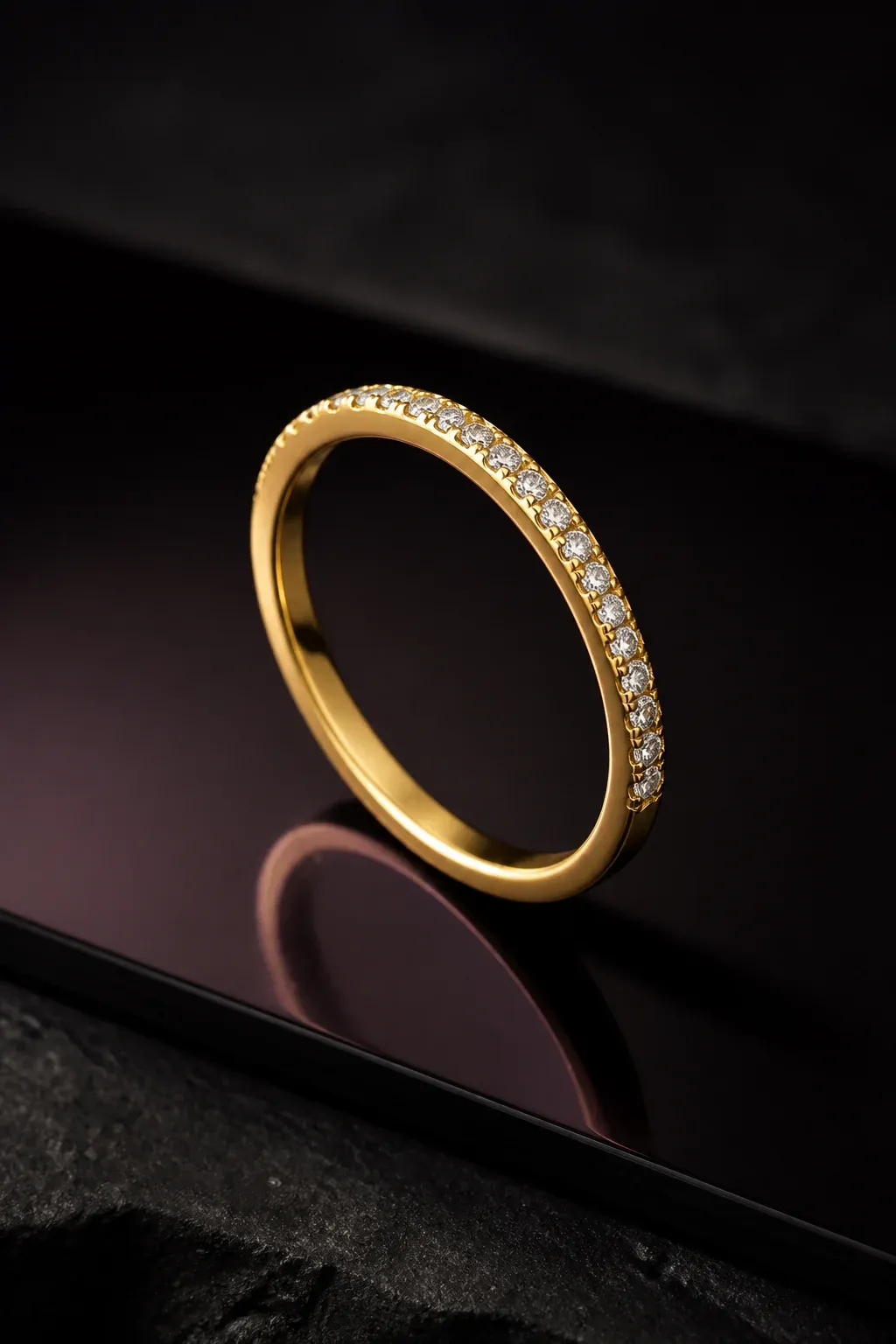 Nocturne gold and diamond band on smoked glass